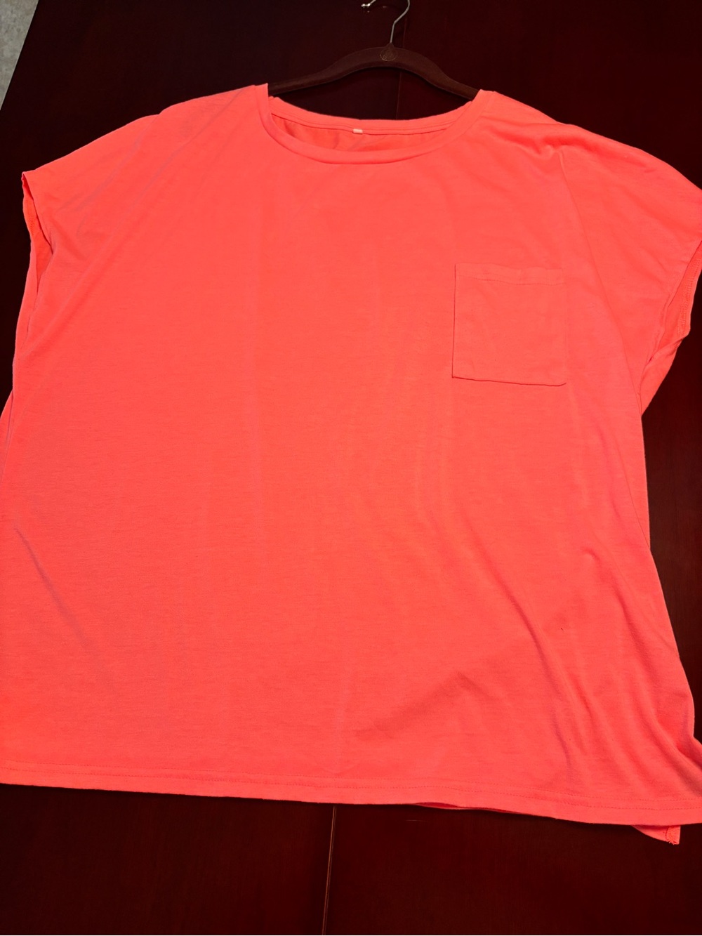 Women’s Neon Coral Pocket T-Shirt